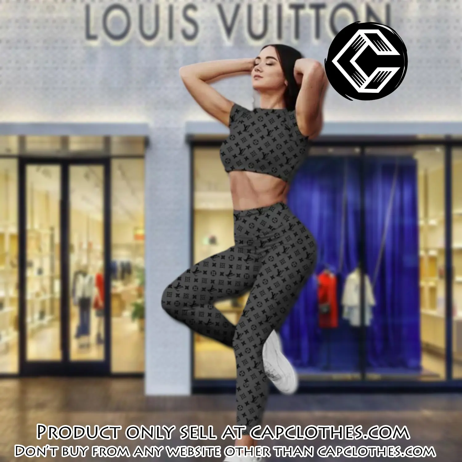 Louis vuitton sportwear combo luxury crop top tshirt and legging for women ctl1002 cc0106677